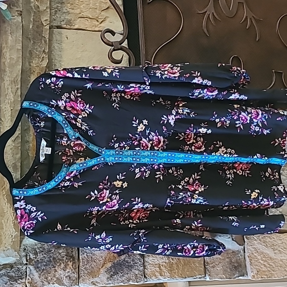 Pioneer Woman Black Floral Peasant Blouse XXXL